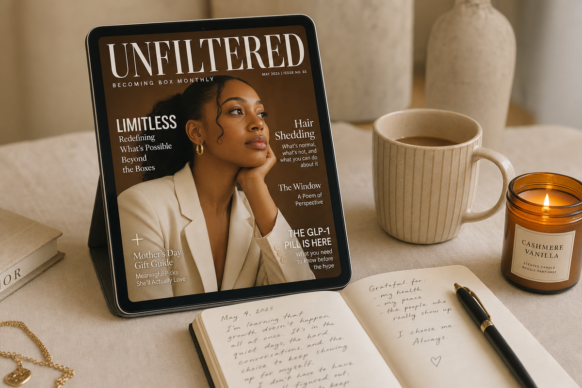UNFILTERED magazine cover on tablet