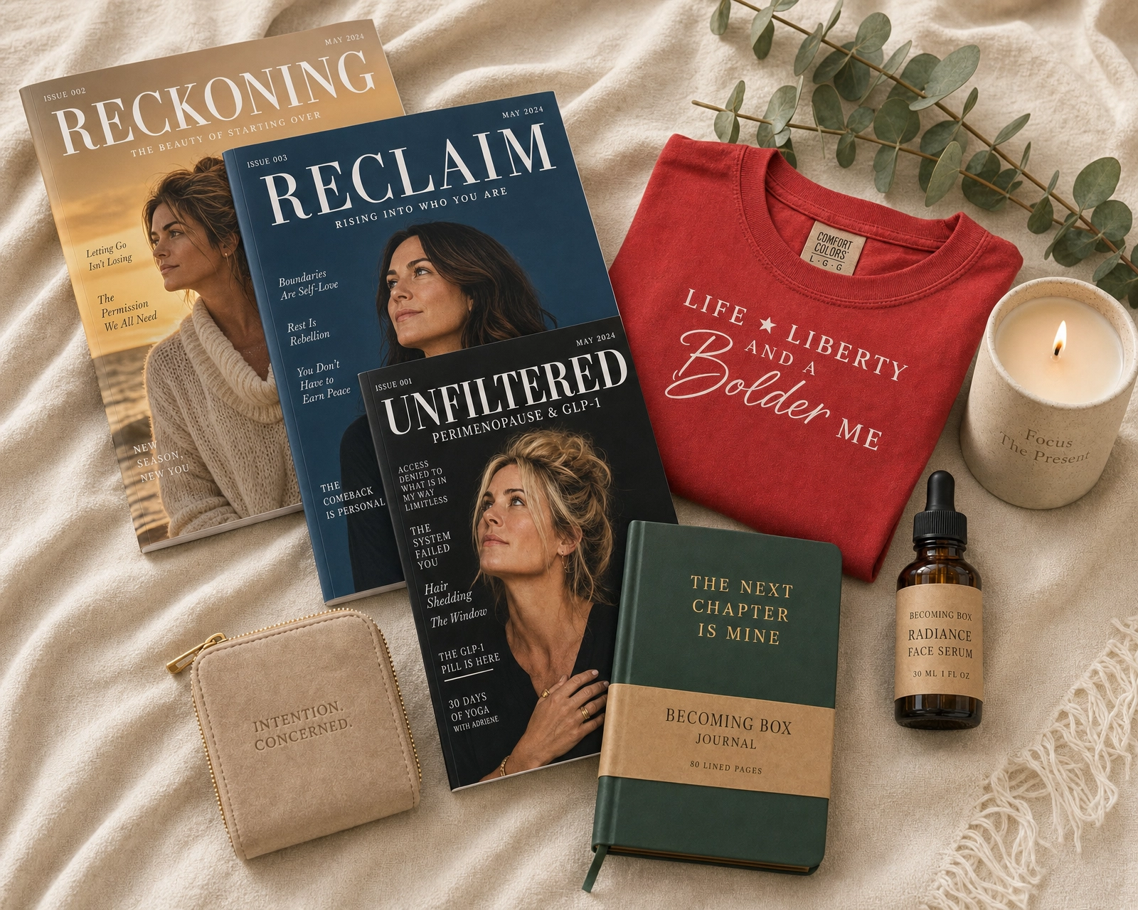 The Monthly Edit — magazine, statement wearable, and curated items
